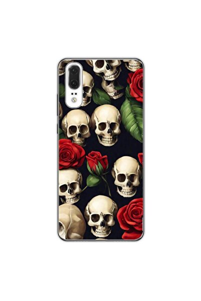 OEM Husa compatibila cu Huawei P20 Silicon Gel Tpu Model Skulls and Roses
