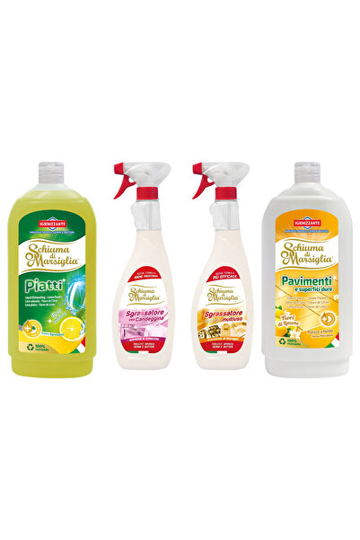 Schiuma di Marsiglia Pachet Detergent de vase Piatti Fiori di Limone 1 L + Sp...