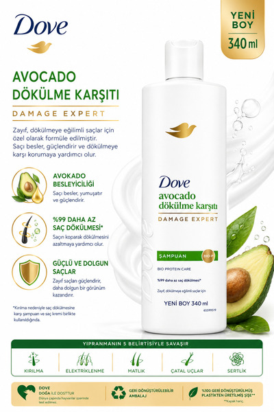 Dove Avocado Dökülme Karşıtı Şampuan