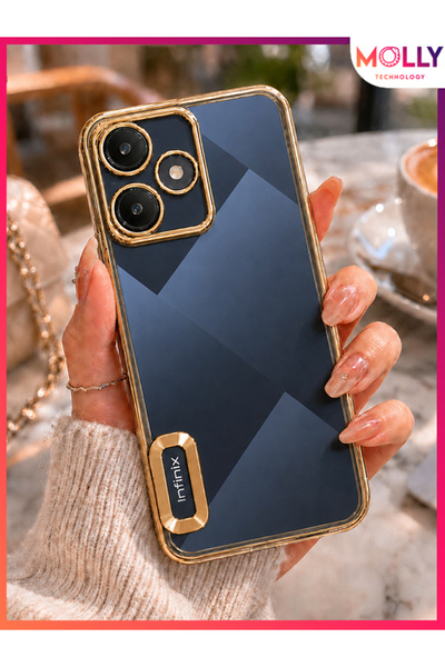 Molly İNFİNİX HOT 30İ İçin Kenarları Metalik Gold Lens Koruyuculu Lou Lazer Ş...