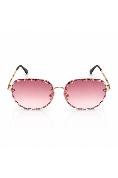 Matteo Ferari Ochelari de Soare Damă Oversized cu Lentile Roz și Design Crist...