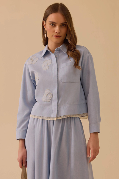 SEÇİL Women's Beaded Detailed Shirt 1009 Blue
