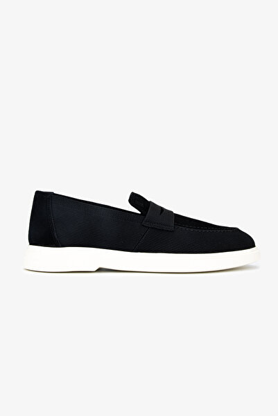Valmenti Erkek Deri & Tekstil Siyah Süet Loafer Ayakkabı
