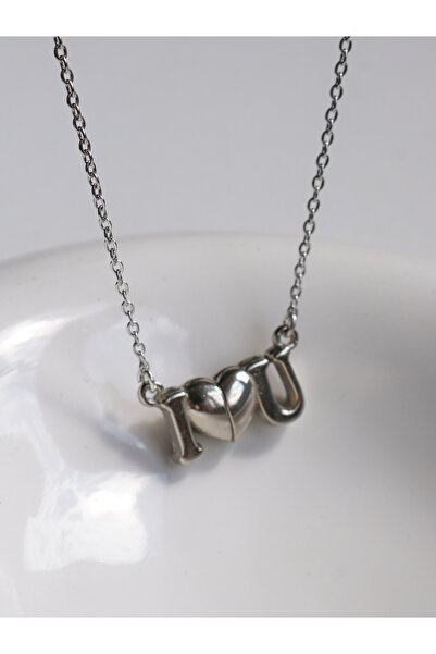 Reorah Collection I Love You Heart-Silver Color Necklace