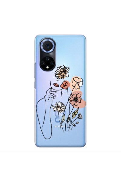 Other Huawei Nova 9 Lady with Flowers Transparent Silicone TPU Θήκη