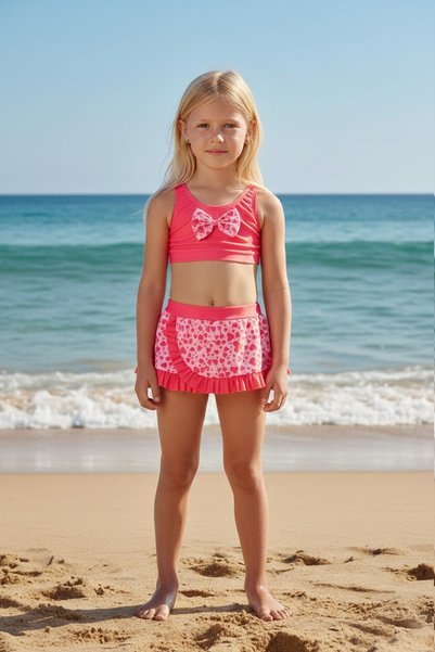 Little D&E Stylish and Flexible Swimsuit with Skirt for Girls
