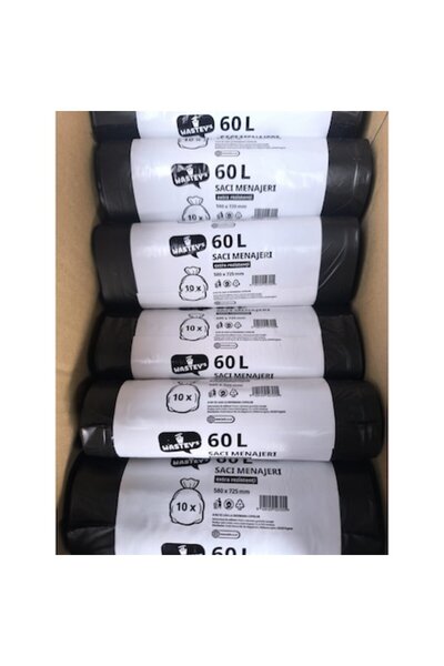Wastey's Saci de gunoi, 60 L, extra rezistenți, Wastey's, Negri