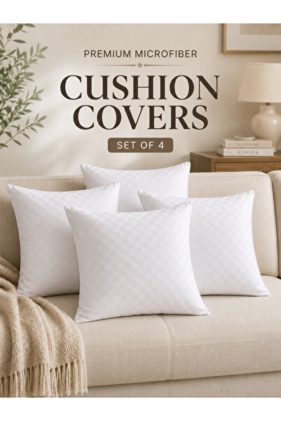 zeetwo 4-Piece Microfiber Cushion Cover Set – Soft Breathable Decorative Cush...