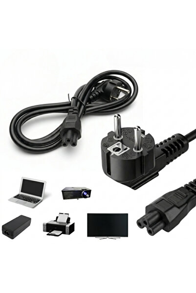 VOREX 1.2 Metre Laptop Notebook Adaptör TV Monitör Yazıcı Uyumlu C5 Yonca Güç...