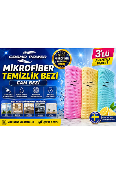 ASİL TİCARET Sihirli Temizlik Bezi 3 Adet 40x60cm Banyo Mutfak Cam Ayna Tv Be...