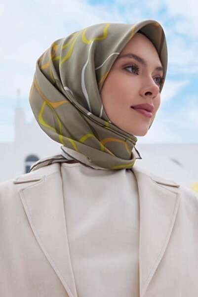 Belli Twill İpek Eşarp - 4113-34 Yağ Yeşili