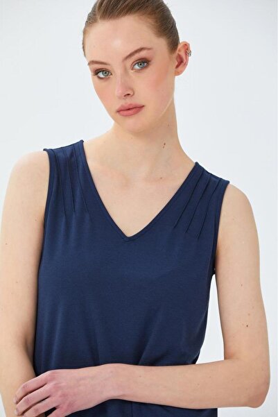 İKİLER V Yaka Kolsuz Bluz 026-1034