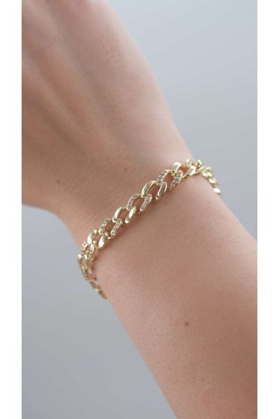 Jerie Gold Zircon Stone Thin Gourmet Bracelet