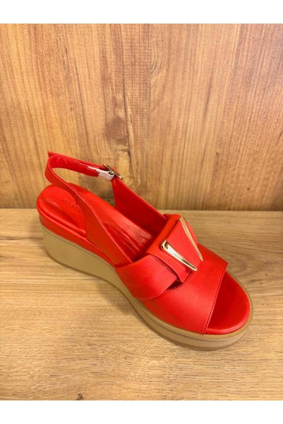 Mammamia Genuine Leather Wedge Heel Women's Sandals
