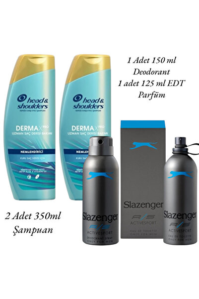 Slazenger Parfüm Edt 125 Ml + 150 Ml Deo Mavi + Derma x pro Kepek Karşıtı Şam...