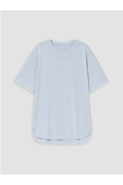 LC Waikiki New Season Blue Crew Neck Girls' T-Shirt