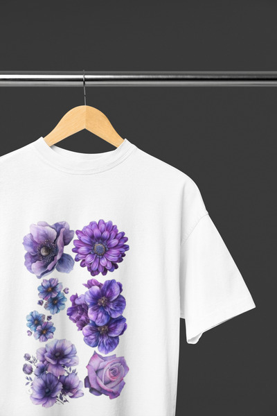 MAGORS Cherry and Bow Printed Coquette Colorful Floral Pattern Crew Neck T-Shirt