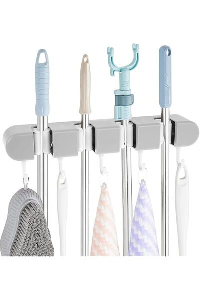 The Bros Broom Holder Wall Mounted,No Drilling Self-Adhesive Mop Broom Organi...