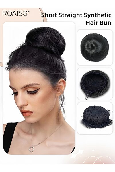 ROAISS Synthetic Hair Bun Extension Roller Donut Chignon With Elastic Drawstr...