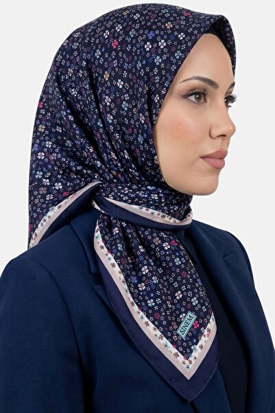 hadiora Women's Navy Blue Pink Floral Patterned Stitched Writing Pad