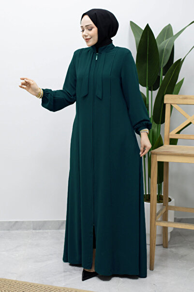 Tesettür Dünyası Hakim Collar Tie Detail Robe Tsd260225 Petrol
