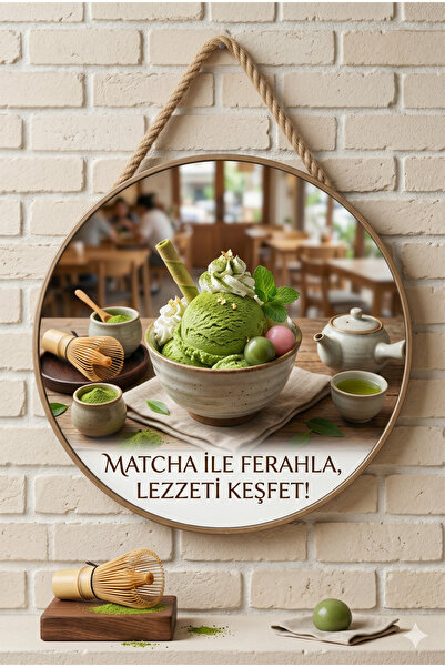 Mayeka Drevena zidna ukrasna slika sa temom matcha sladoleda za pekare, slast...