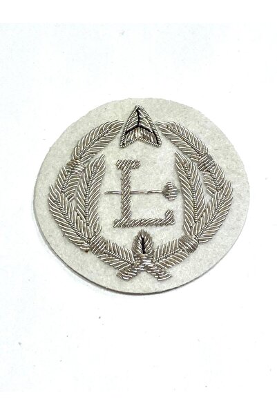 karantuhafiye Silver Embroidered Blazer Coat Badge / Coat Badge / 5.5 cm / White