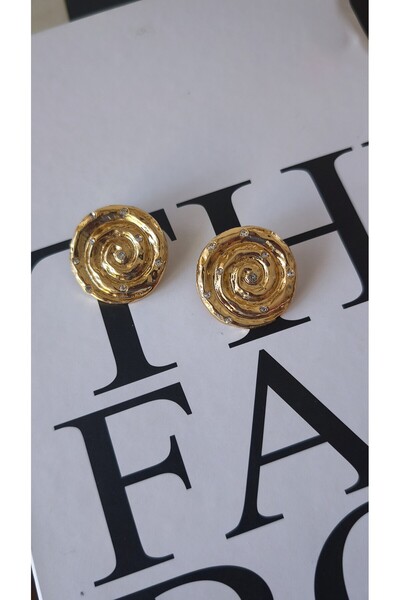 VOBEEYKU Special Series Brand Model Zircon Stone Spiral Hoop Earrings