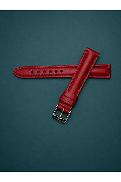 GENUINE LEATHER Premium Kırmızı Hakiki Deri Saat Kordonu 14mm Kasa Girişi 12m...