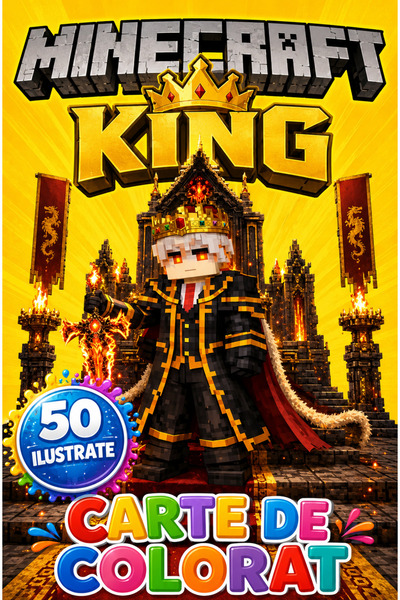 MINECRAFT King Carte De Colorat 50 Pagini A4 Coperti Laminate