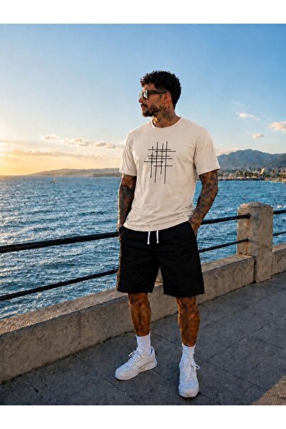 FAEL LİFE Unisex Wide-Let T-Shirt and Shorts Set with Rod Print
