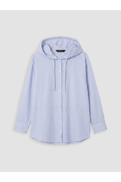 LC Waikiki Nevavm Women's Hooded Striped Shirt Tunic with a Difference