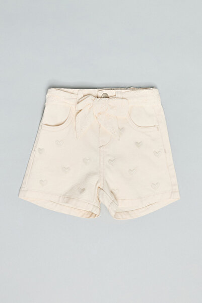 R&B Embroidered Denim Shorts with Drawstring Waist