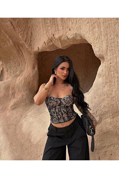 Aida Fashion Dantel işlemeli korse büstiyer