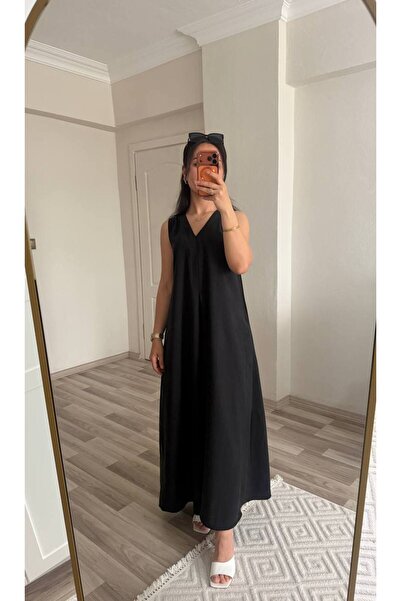 HepsitrentStore C's Black Pocketed Long Casual Dress