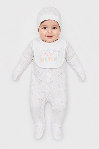 Rock A Bye Baby Boutique Toddlers Girl 5 Pcs Allover Print Bodysuit And Bib S...