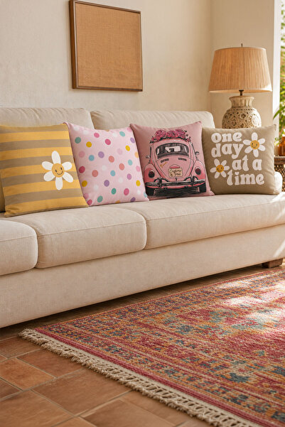 Moud's Bohemian & Retro Design Decorative Throw Pillow Cover Set of 4 – Daisy...