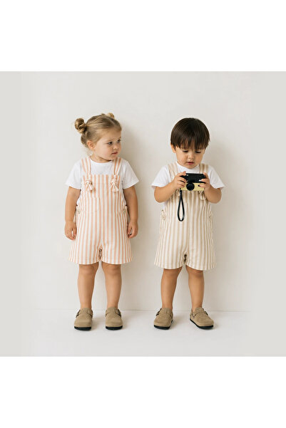 Pufiko Kids Unisex Bej Kot Salopet