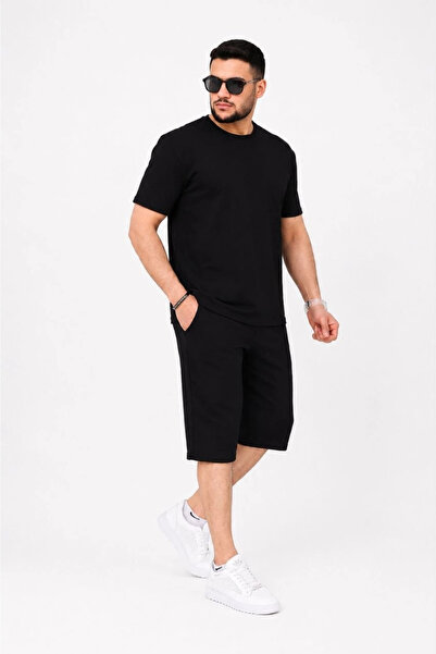 DGSTYL3 Men's Bottom Top Set Two Yarn Fabric Crew Neck T-Shirt with Pockets a...