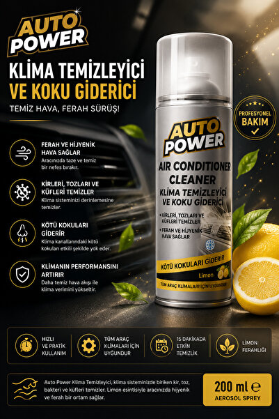AUTOPOWER Auto Power Limon Kokulu Klima Temizleyici ve Koku Giderici Sprey 20...