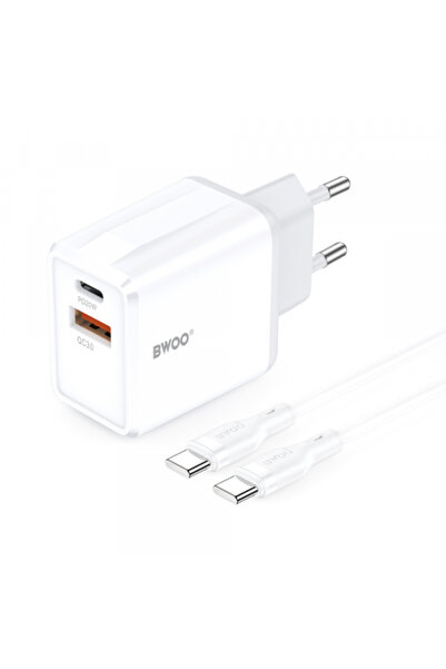 Bwoo Mains Charger With USB-C Cable CDA182, 38W, 3A, 1 x USB-A - 1 x USB-C, W...