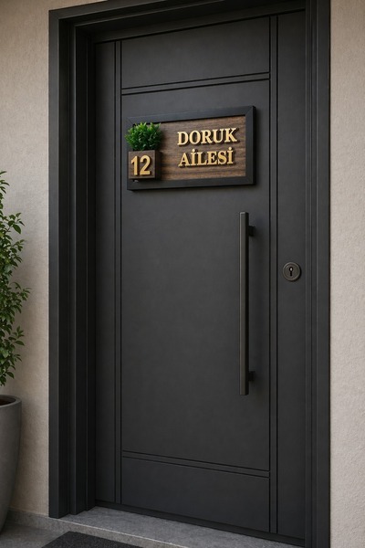 SHELİFE Kişiye Özel Ahşap Kapı İsimliği ve Kapı Numarası 15x25 cm | Dekoratif...