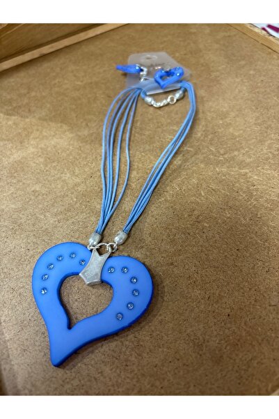 ELUNE İSTANBUL &Milano Blue Heart Figured Necklace, Earring Set – Elegant Wom...