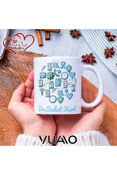VUAO Doktora Özel İsimli Yazılı Kupa Bardak, Kişiye Özel Baskılı İsme Özel Ku...