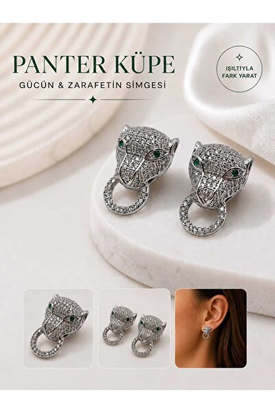 mdm style Zircon Stone Panther Figured Earrings