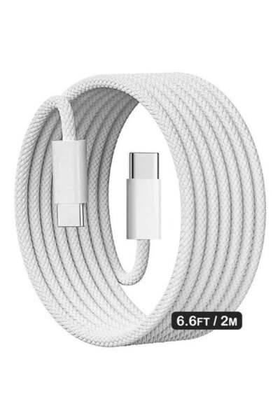 Generic كابل شحن USB-C بقوة 60 واط، كابل من النوع C مضفر بطول 2 متر، كابل شحن...