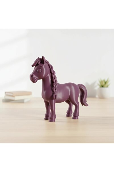 OEM 3D Printed Horse Figurine for Decor and Play - Purple red matte composite