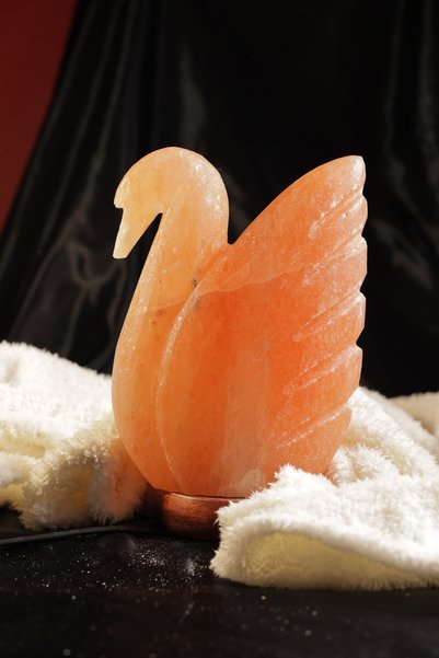 TUZCU KENAN Himalaya Swan Model Salt Lamp with Wooden Base Decorative Ambient Lamp