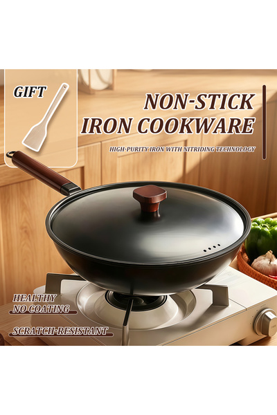 Vitakit 12.9-inch uncoated high-quality iron pot, physical non-stick pot, ant...