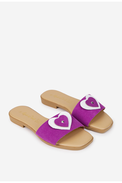 Dasha Women's fuchsia Leather Sandals with slipper-style ornament